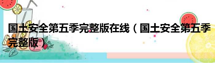 国土安全第五季完整版在线 国土安全第五季完整版