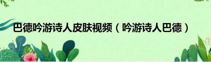 巴德吟游诗人皮肤视频 吟游诗人巴德