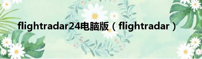 flightradar24电脑版 flightradar