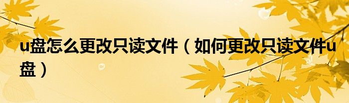 u盘怎么更改只读文件 如何更改只读文件u盘