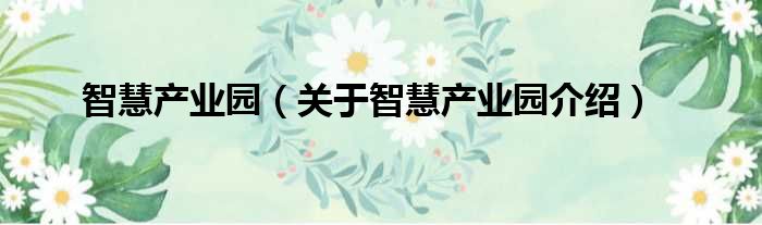智慧产业园 关于智慧产业园介绍