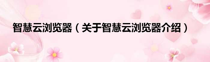智慧云浏览器 关于智慧云浏览器介绍