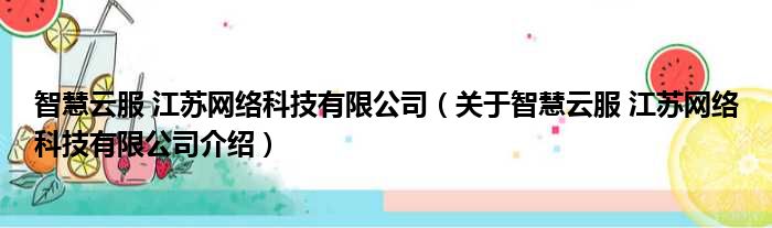 智慧云服 江苏网络科技有限公司 关于智慧云服 江苏网络科技有限公司介绍