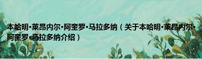 本哈明·莱昂内尔·阿奎罗·马拉多纳 关于本哈明·莱昂内尔·阿奎罗·马拉多纳介绍