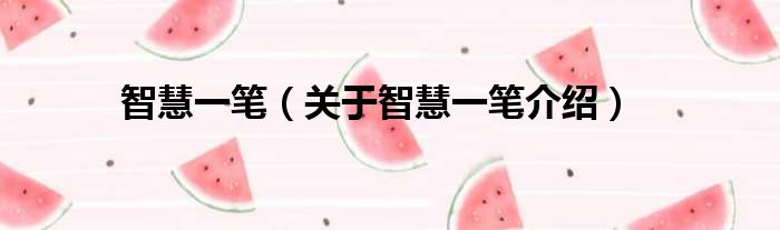 智慧一笔 关于智慧一笔介绍