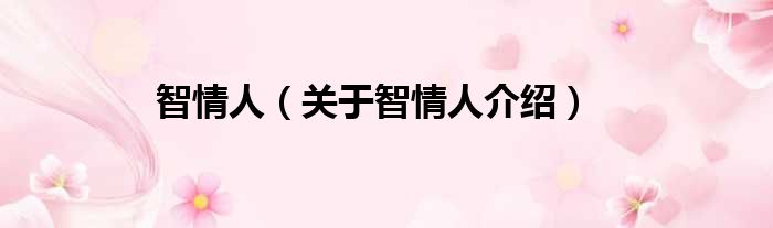 智情人 关于智情人介绍