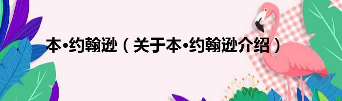 本·约翰逊 关于本·约翰逊介绍