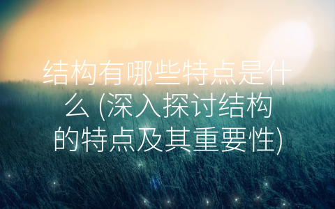 结构有哪些特点是什么 (深入探讨结构的特点及其重要性)