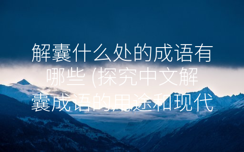 解囊什么处的成语有哪些 (探究中文解囊成语的用途和现代应用)