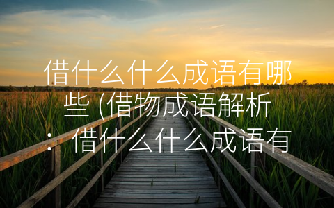 借什么什么成语有哪些 (借物成语解析：借什么什么成语有哪些)