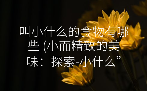 叫小什么的食物有哪些 (小而精致的美味：探索-小什么”美食之旅)