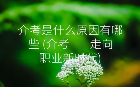 介考是什么原因有哪些 (介考——走向职业新时代)