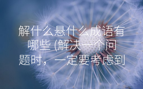 解什么悬什么成语有哪些 (解决一个问题时，一定要考虑到所有相关的因素)