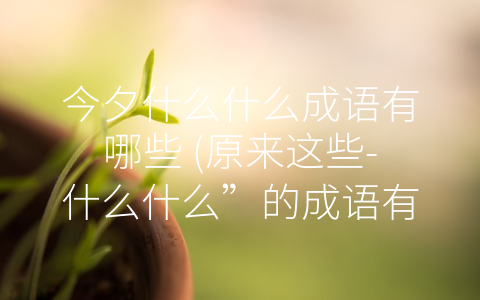 今夕什么什么成语有哪些 (原来这些-什么什么”的成语有这样深刻的意义！)