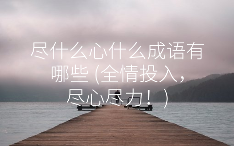 尽什么心什么成语有哪些 (全情投入，尽心尽力！)