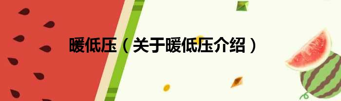 暖低压 关于暖低压介绍