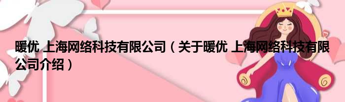 暖优 上海网络科技有限公司 关于暖优 上海网络科技有限公司介绍