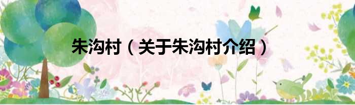 朱沟村 关于朱沟村介绍