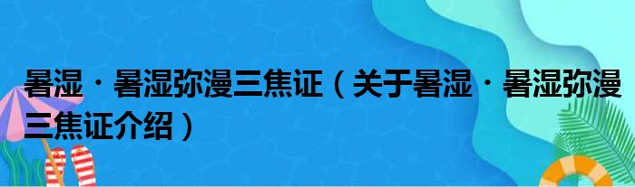 暑湿・暑湿弥漫三焦证 关于暑湿・暑湿弥漫三焦证介绍