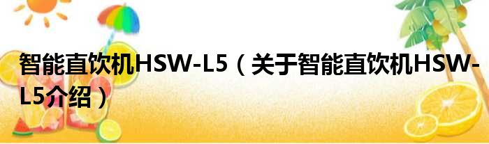 智能直饮机HSW L5 关于智能直饮机HSW L5介绍