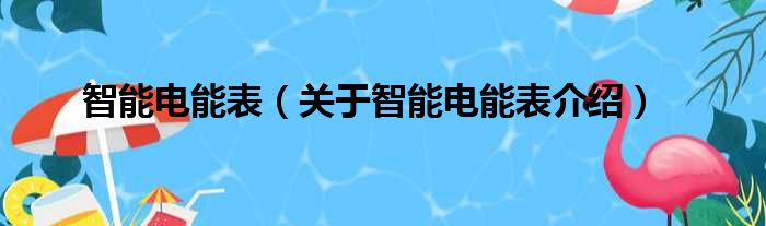 智能电能表 关于智能电能表介绍