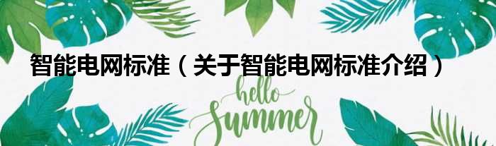 智能电网标准 关于智能电网标准介绍