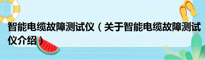智能电缆故障测试仪 关于智能电缆故障测试仪介绍