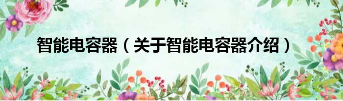 智能电容器 关于智能电容器介绍