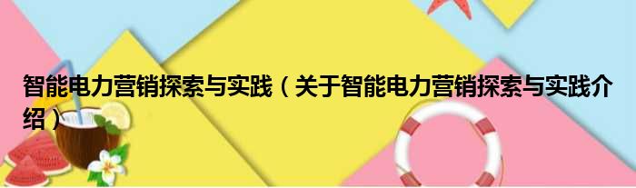 智能电力营销探索与实践 关于智能电力营销探索与实践介绍