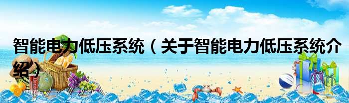 智能电力低压系统 关于智能电力低压系统介绍
