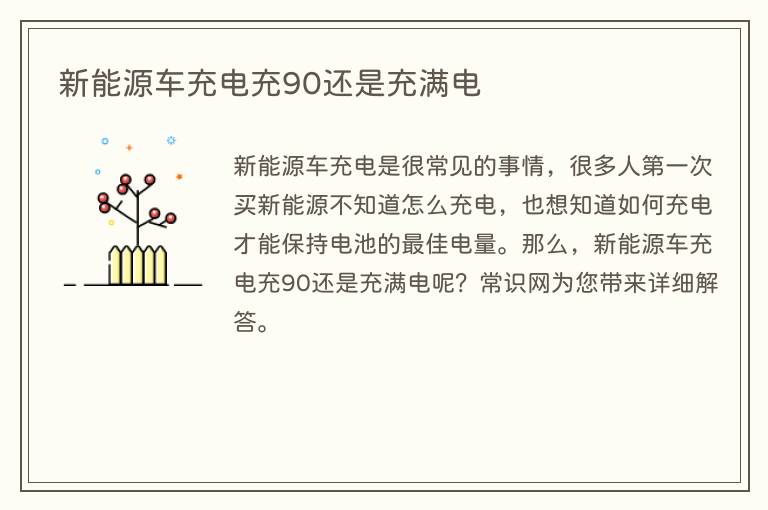 新能源车充电充90还是充满电