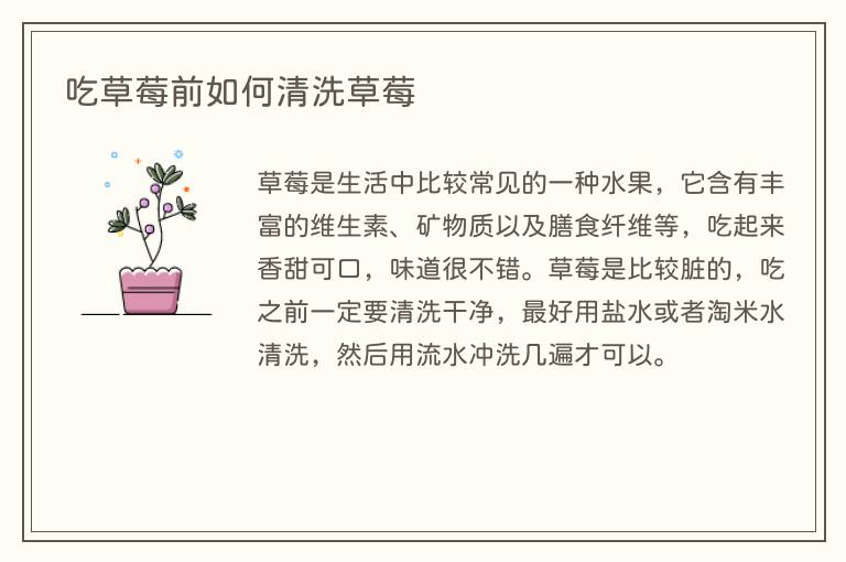 吃草莓前如何清洗草莓
