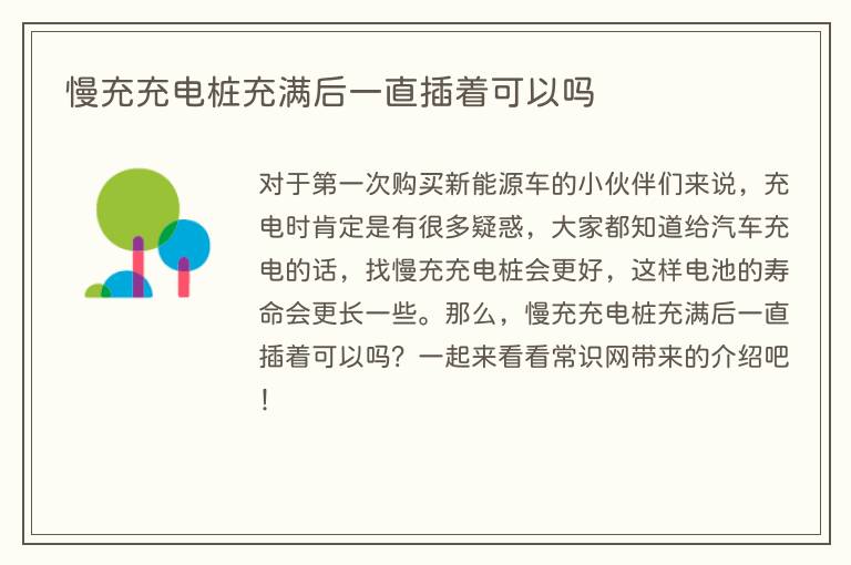 慢充充电桩充满后一直插着可以吗