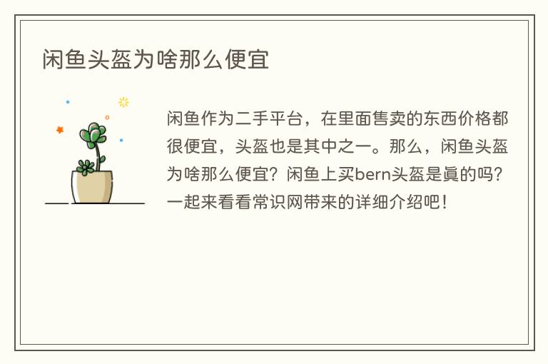 闲鱼头盔为啥那么便宜