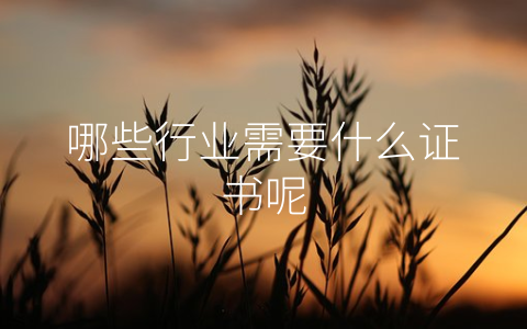 哪些行业需要什么证书呢