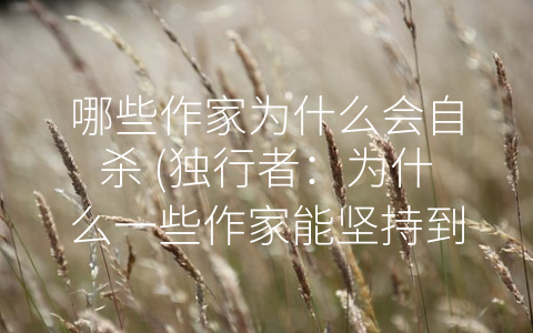 哪些作家为什么会自杀 (独行者：为什么一些作家能坚持到底，而另一些人却选择自杀？)