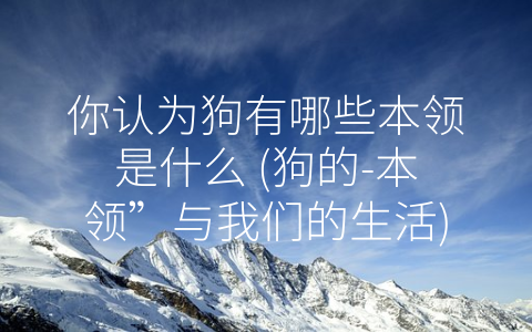 你认为狗有哪些本领是什么 (狗的-本领”与我们的生活)