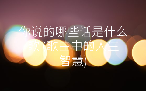 你说的哪些话是什么歌 (歌曲中的人生智慧)
