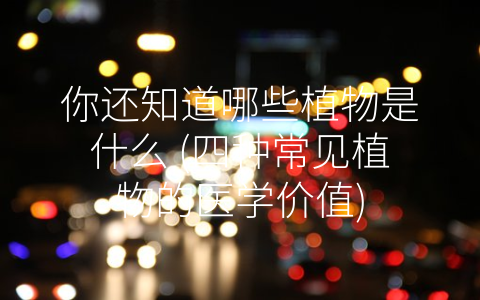 你还知道哪些植物是什么 (四种常见植物的医学价值)