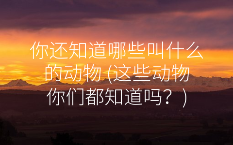 你还知道哪些叫什么的动物 (这些动物你们都知道吗？)