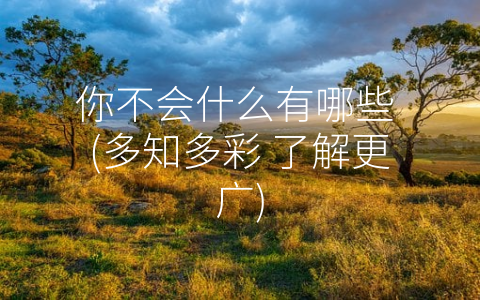 你不会什么有哪些 (多知多彩 了解更广)