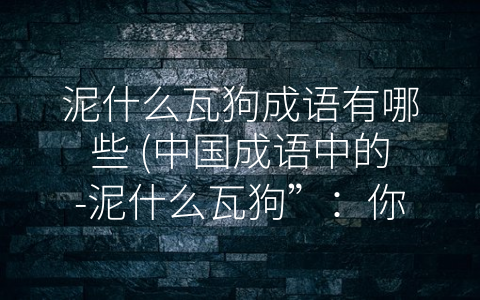 泥什么瓦狗成语有哪些 (中国成语中的-泥什么瓦狗”：你了解几个？)