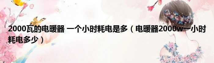 2000瓦的电暖器 一个小时耗电是多 电暖器2000w一小时耗电多少
