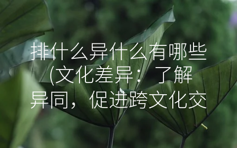 排什么异什么有哪些 (文化差异：了解异同，促进跨文化交流)