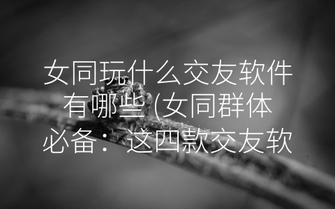 女同玩什么交友软件有哪些 (女同群体必备：这四款交友软件让你轻松扩大社交圈)