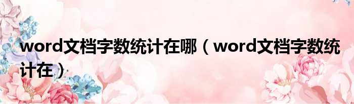 word文档字数统计在哪 word文档字数统计在