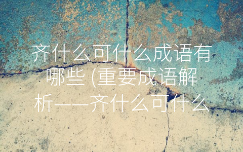 齐什么可什么成语有哪些 (重要成语解析——齐什么可什么)