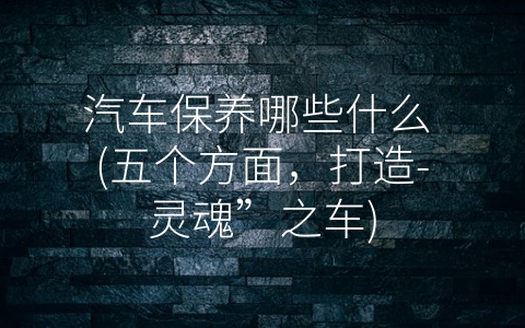汽车保养哪些什么 (五个方面，打造-灵魂”之车)