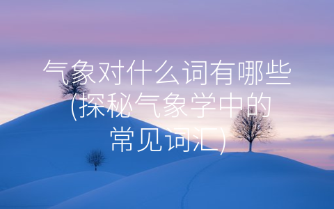 气象对什么词有哪些 (探秘气象学中的常见词汇)