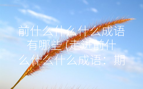 前什么什么什么成语有哪些 走进前什么什么什么成语：期待未来 珍惜回忆